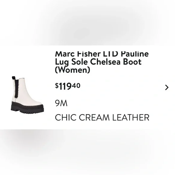 Marc Fisher LID Pauline Lug Sole Chelsea Boot Women CHIC CREAM LEATHER SZ 9 - Picture 5 of 14